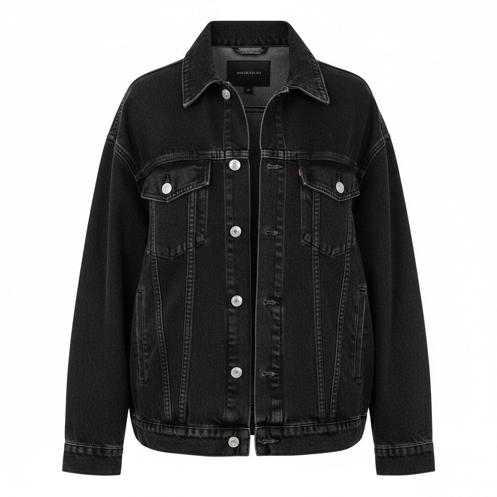 Petra | Women's Denim Oversized Trucker Jacket - Black