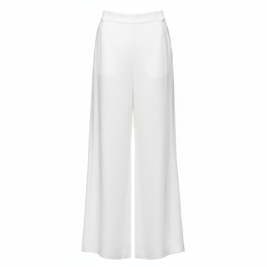 Sienna | Women's Linen Wide Leg Trousers - White