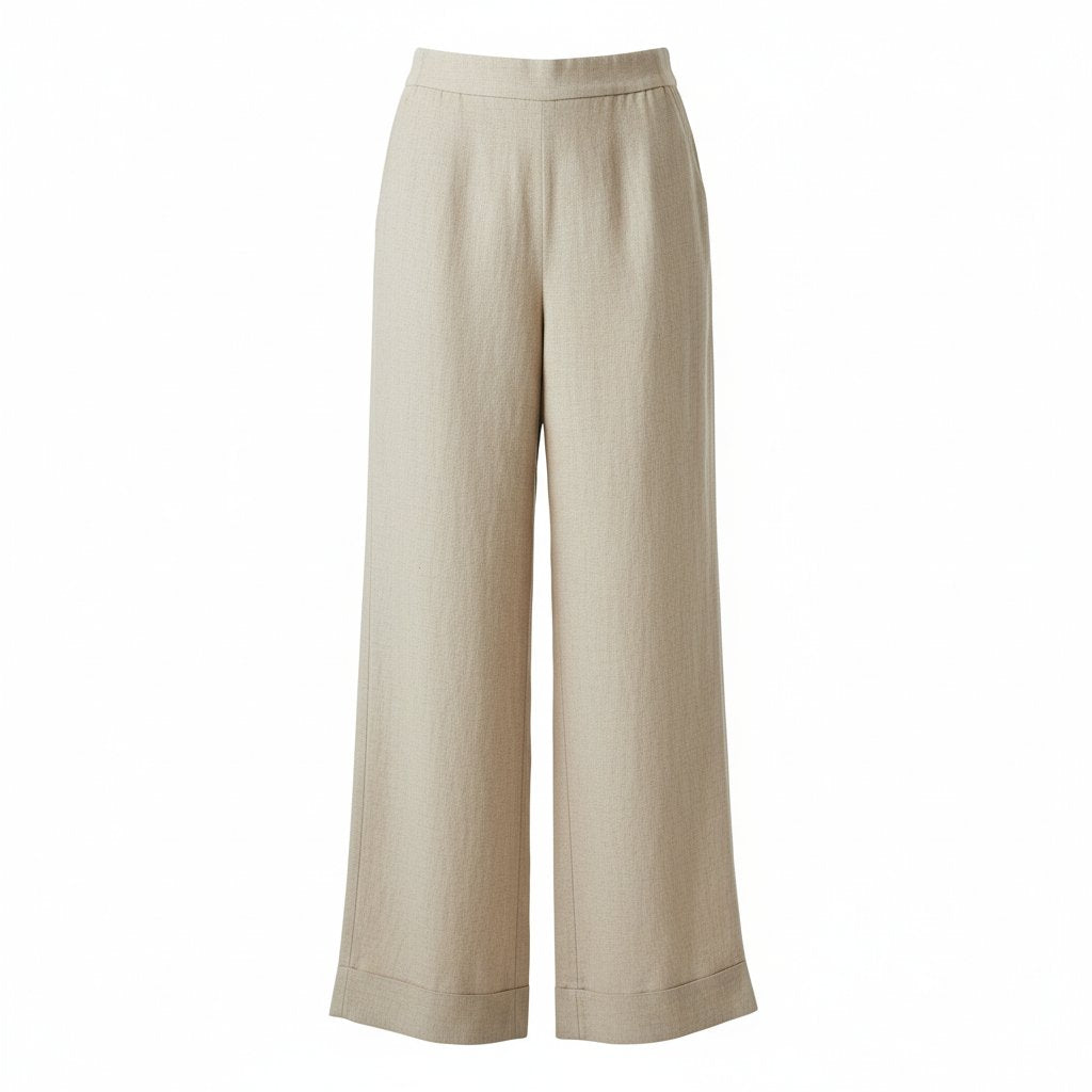 Sienna | Women's Linen Wide Leg Trousers - Beige