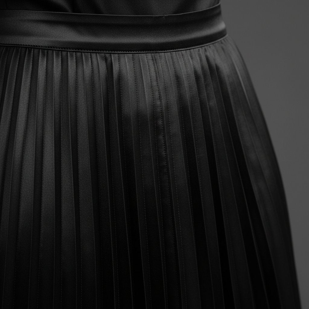 Nadia | Women's Satin Pleated Midi Skirt - lifestyle 3