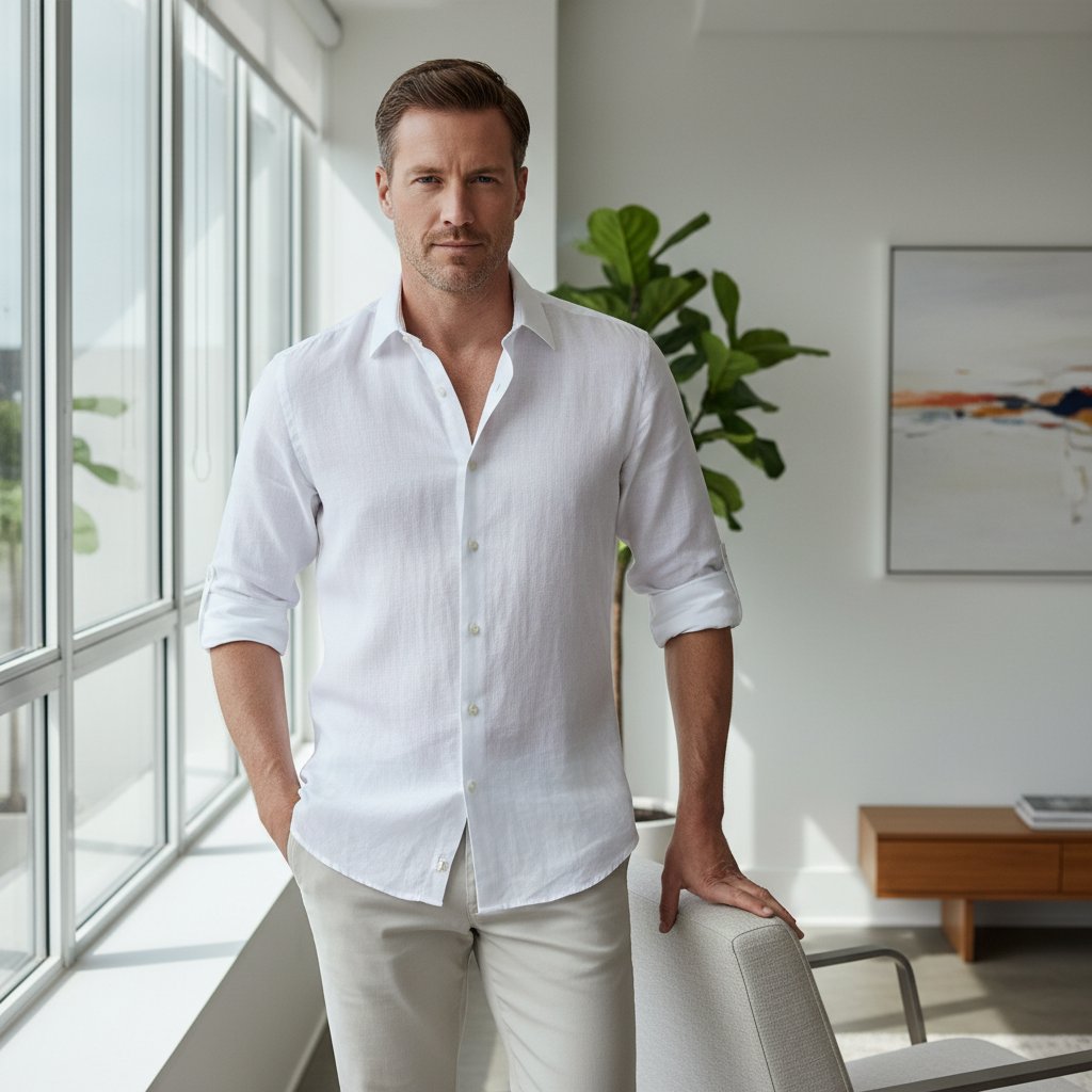 Beckett | Men's Linen Classic Summer Shirt - lifestyle 4