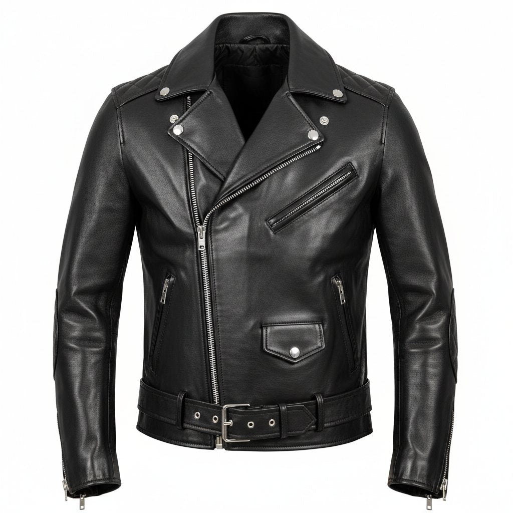 Lennox | Men's Leather Classic Biker Jacket - Black