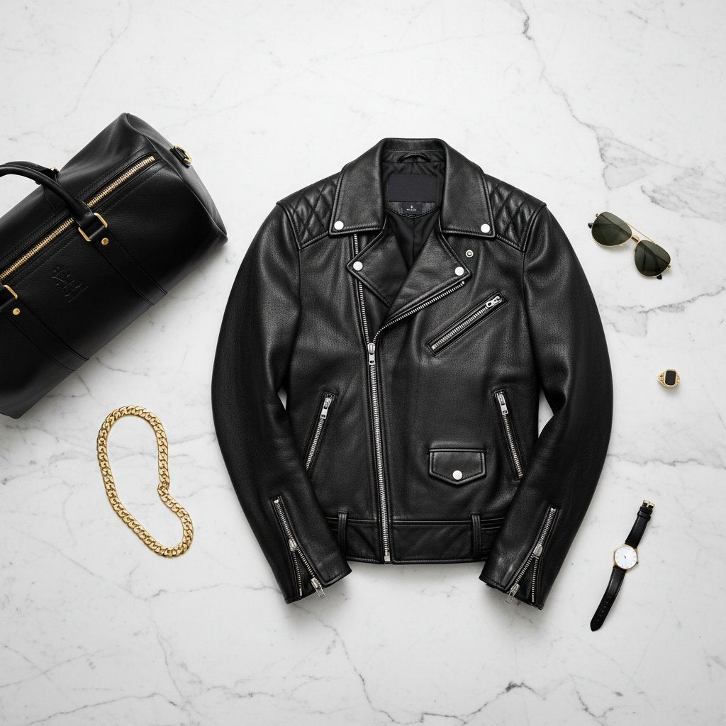 Lennox | Men's Leather Classic Biker Jacket - lifestyle 2