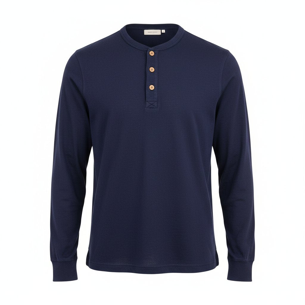 Sullivan | Men's Cotton Henley Long Sleeve - Navy