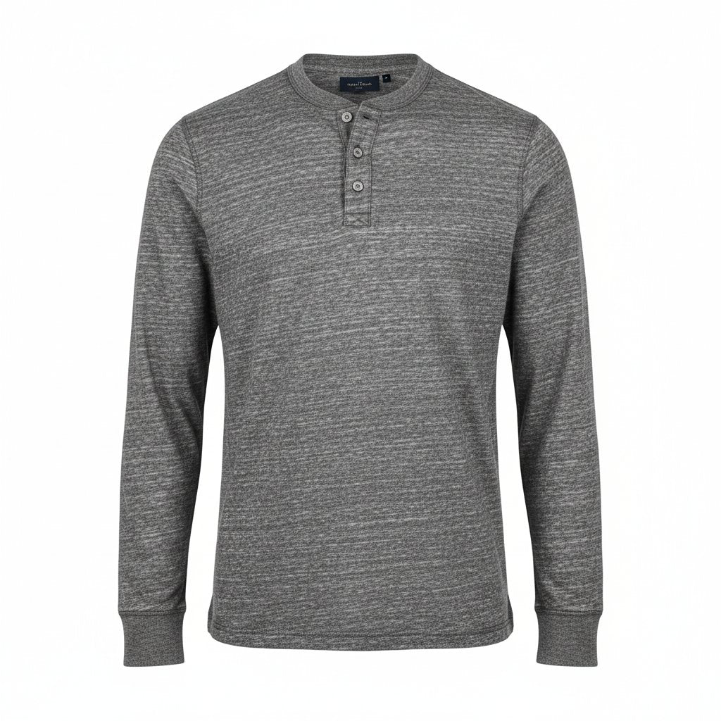 Sullivan | Men's Cotton Henley Long Sleeve - Grey Marl