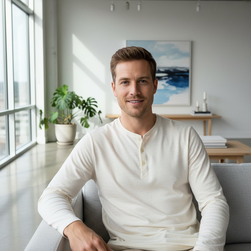 Sullivan | Men's Cotton Henley Long Sleeve - lifestyle 4