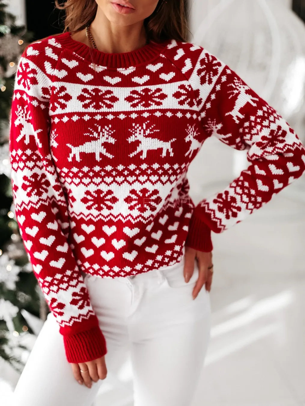 Knitted Christmas sweater for Women - Lilac