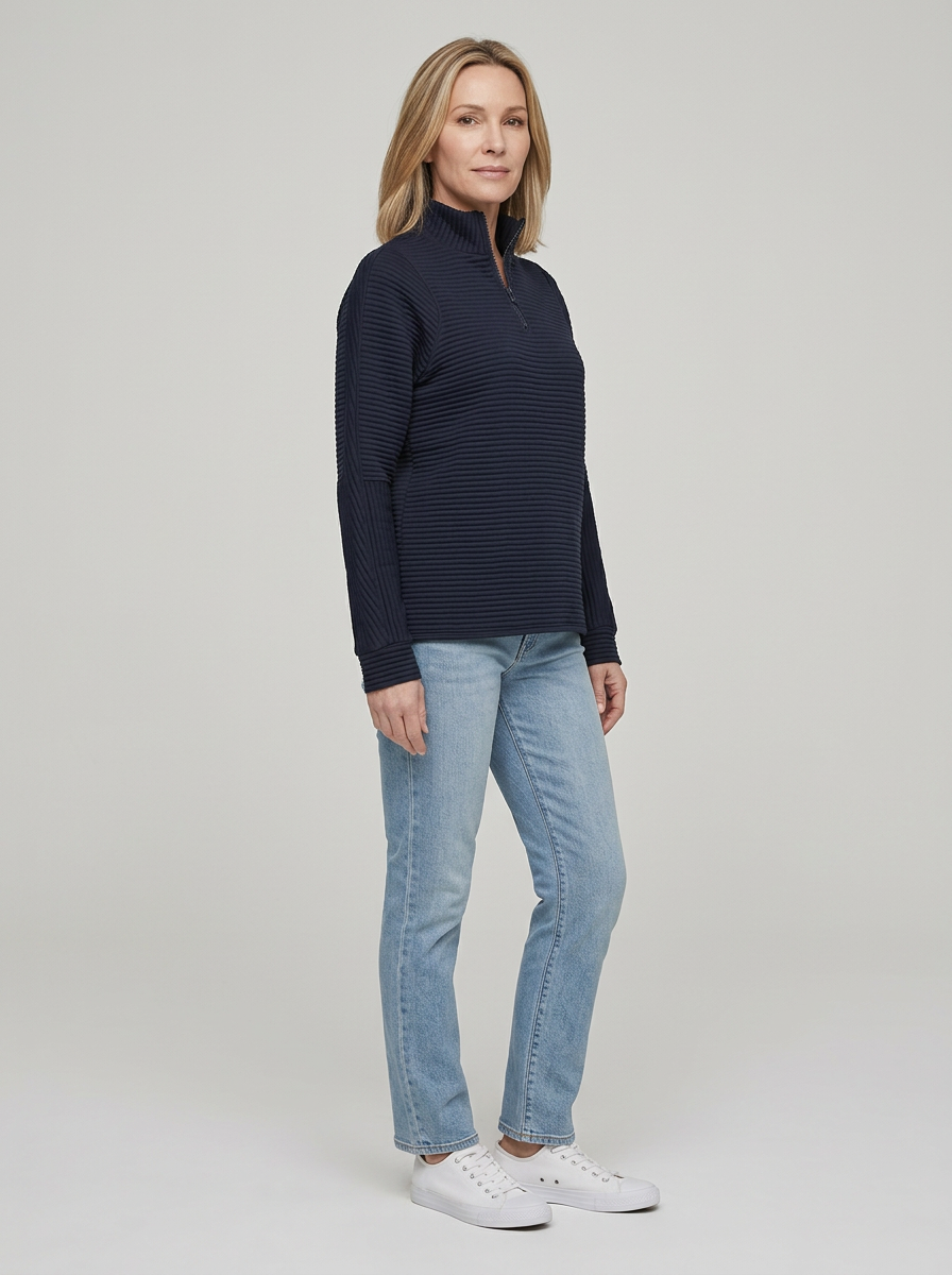 Women’s Ribbed Half-Zip Pullover – Soft, Casual & Perfect for Everyday Wear