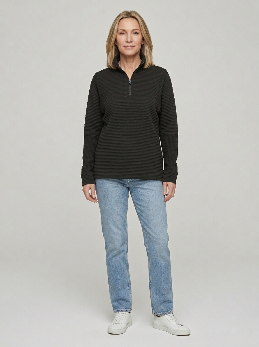 Women’s Ribbed Half-Zip Pullover – Soft, Casual & Perfect for Everyday Wear