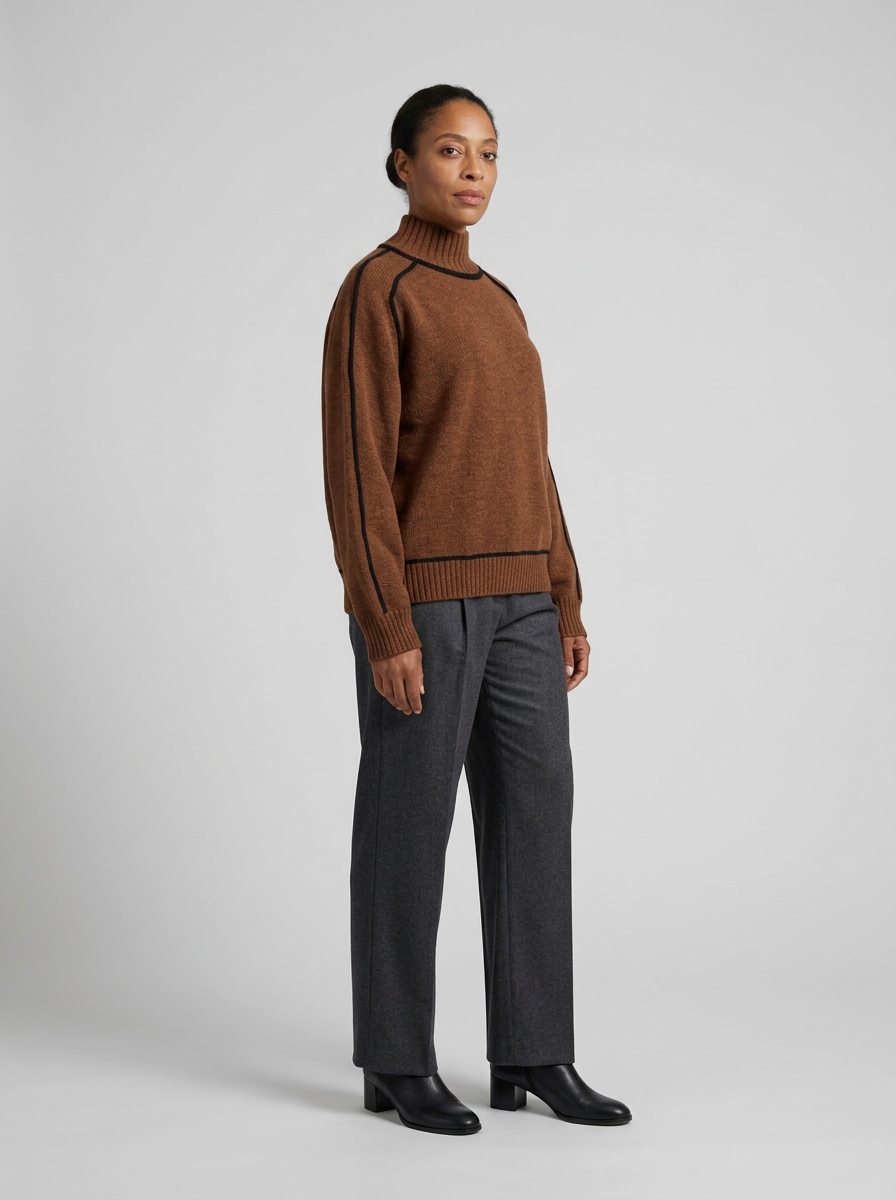 Turtleneck Sweater – Minimalist Color Block Knit