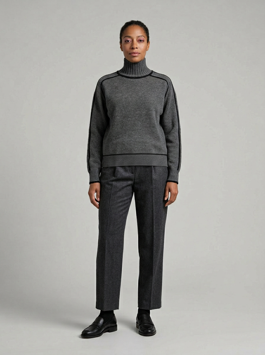Turtleneck Sweater – Minimalist Color Block Knit