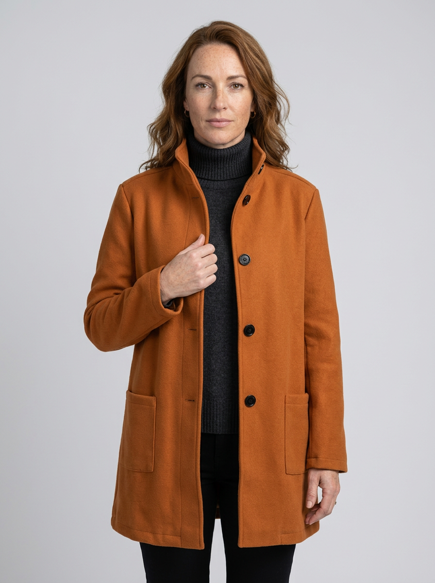 Women’s High Collar Jacket – Modern Straight-Fit Winter Coat for Style & Comfort