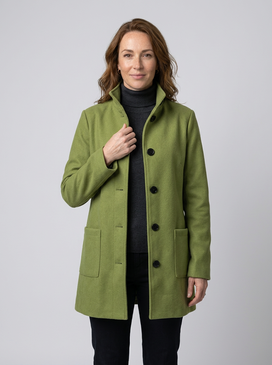 Women’s High Collar Jacket – Modern Straight-Fit Winter Coat for Style & Comfort