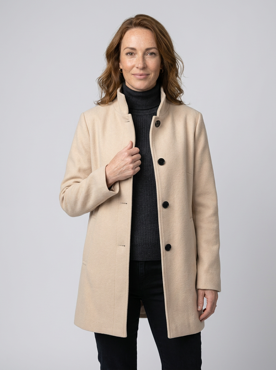 Women’s High Collar Jacket – Modern Straight-Fit Winter Coat for Style & Comfort