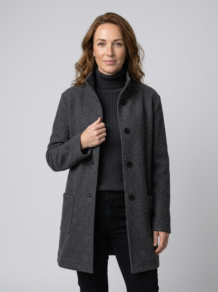 Women’s High Collar Jacket – Modern Straight-Fit Winter Coat for Style & Comfort