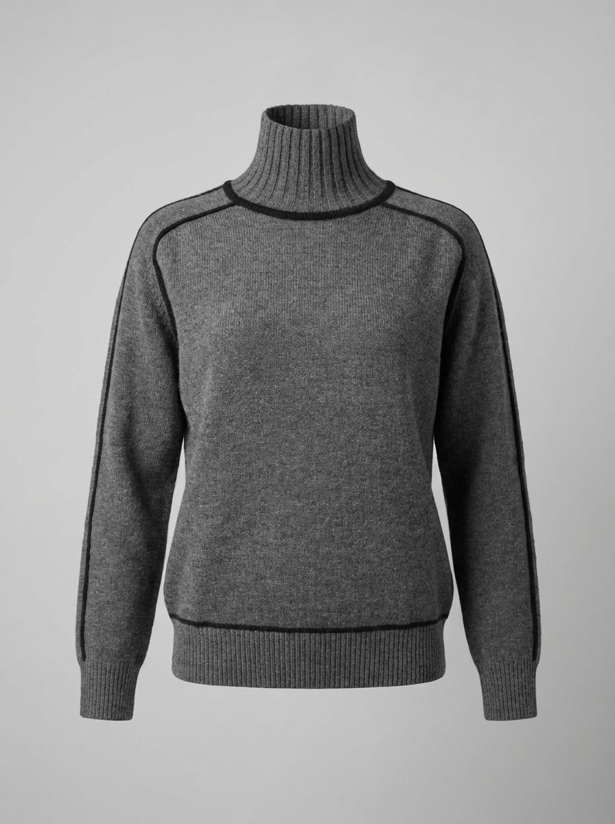 Turtleneck Sweater – Minimalist Color Block Knit