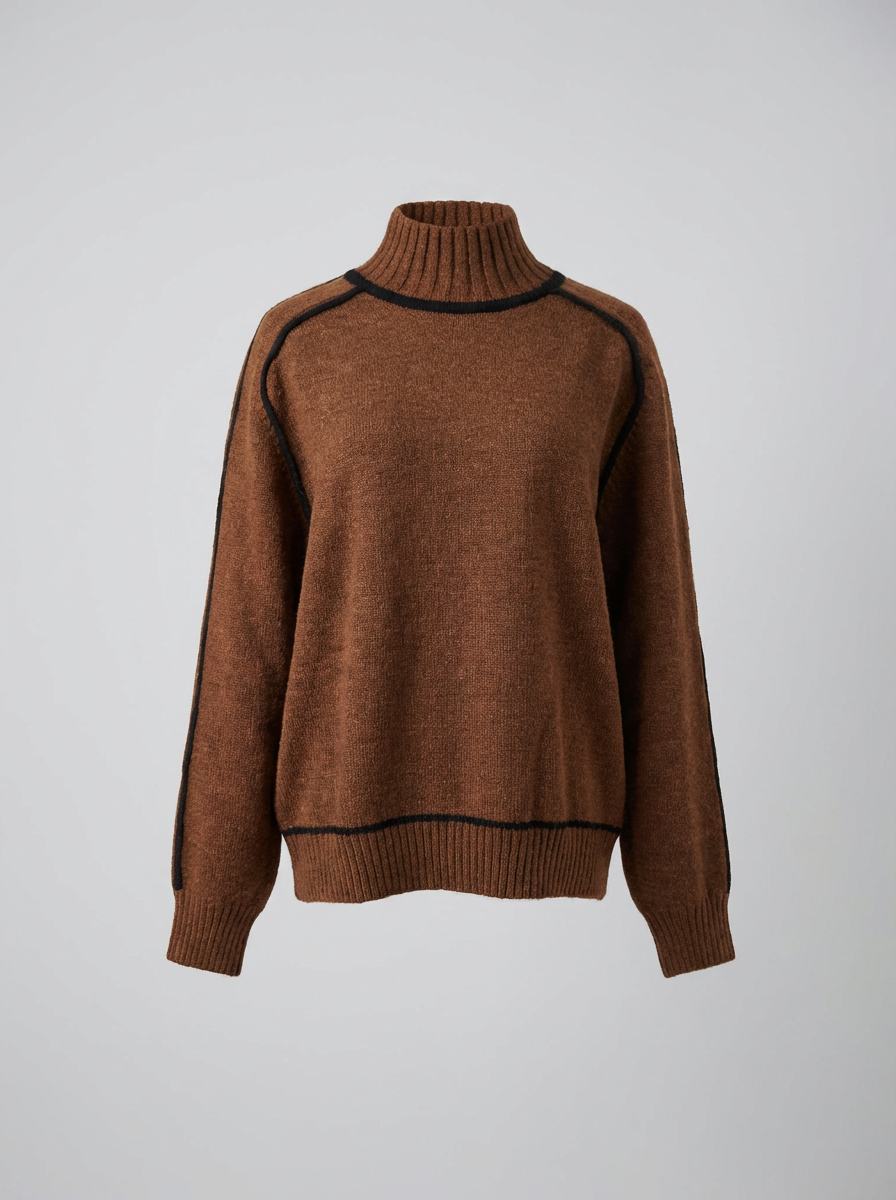 Turtleneck Sweater – Minimalist Color Block Knit