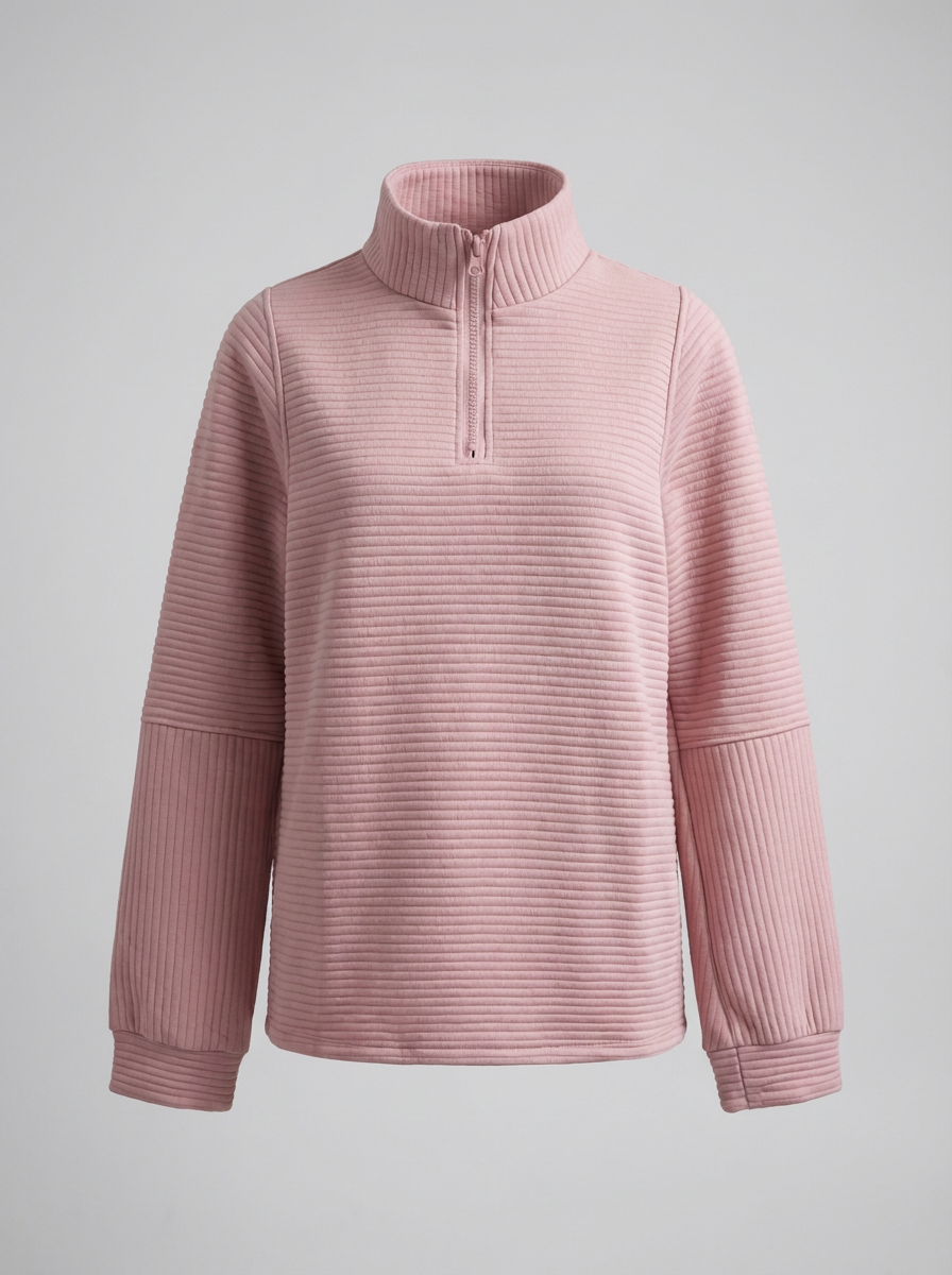 Women’s Ribbed Half-Zip Pullover – Soft, Casual & Perfect for Everyday Wear