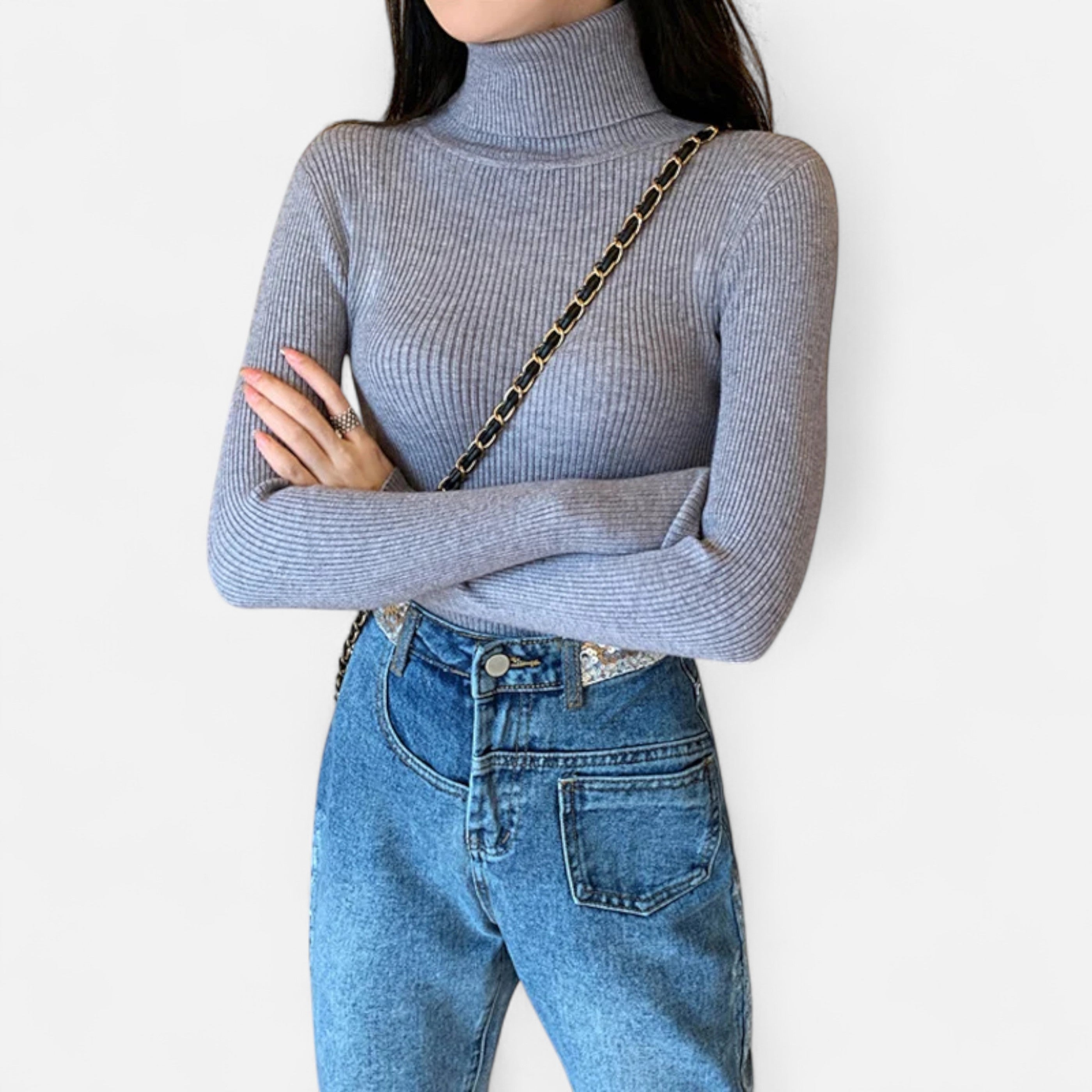 Women’s Ribbed Turtleneck Sweater – Soft Slim-Fit Winter Knit Top