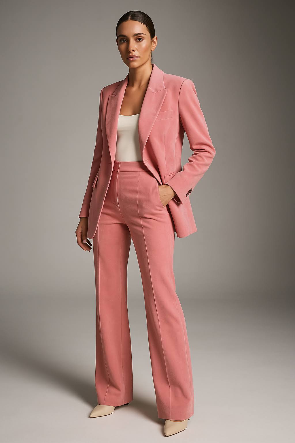 Wide Leg Blazer Pant Set for Women