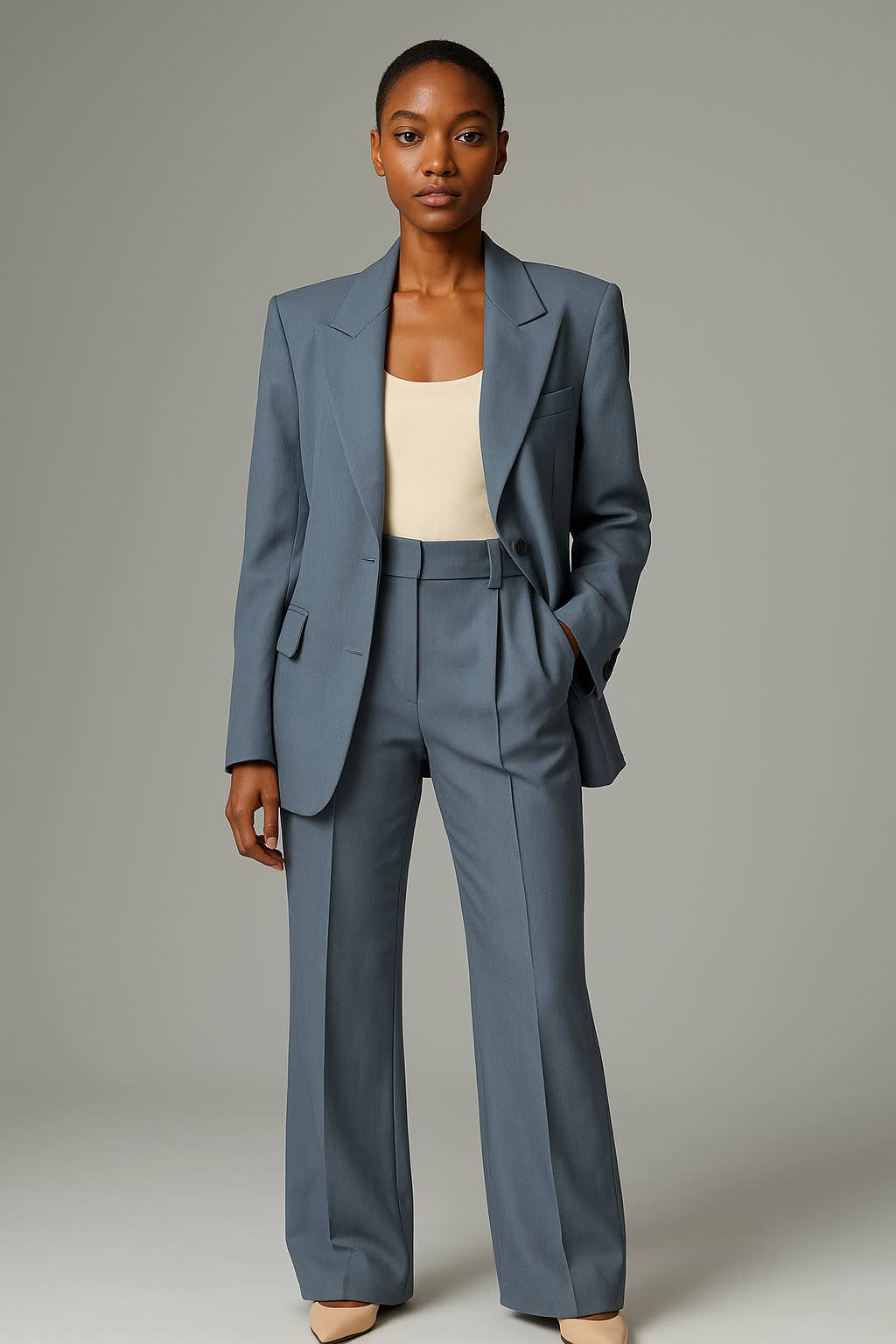 Wide Leg Blazer Pant Set for Women