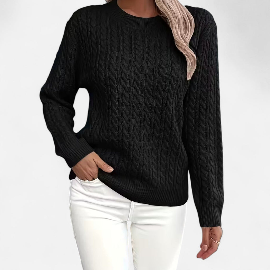 Women’s Loose-Fit Knit Sweater – Soft Round-Neck Lightweight Pullover