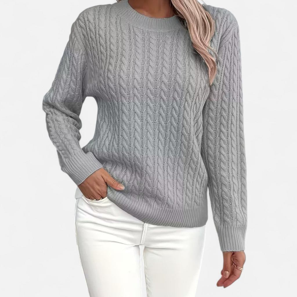 Women’s Loose-Fit Knit Sweater – Soft Round-Neck Lightweight Pullover