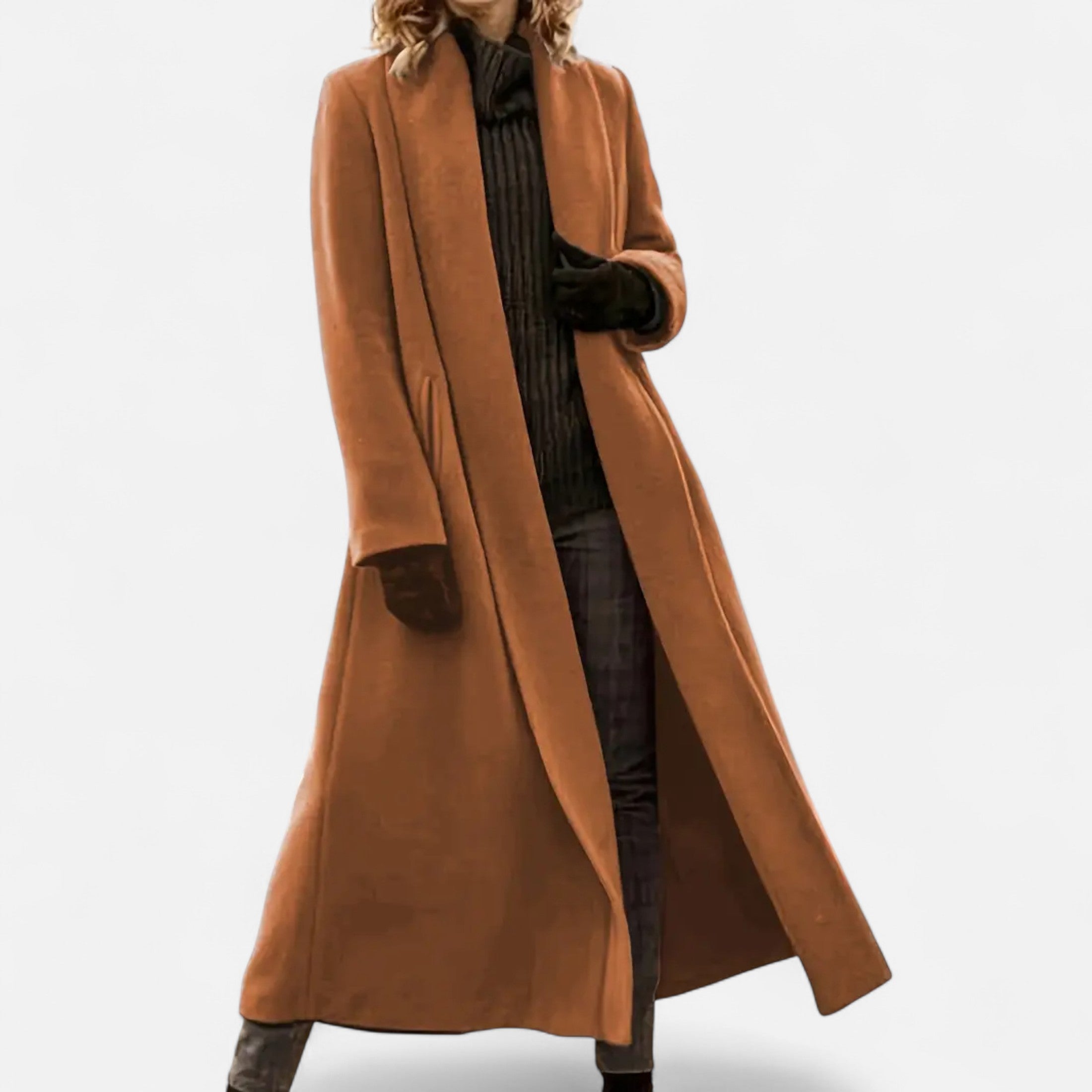 Women’s Long Plus-Size Trench Coat – Lightweight Elegant Lapel Jacket