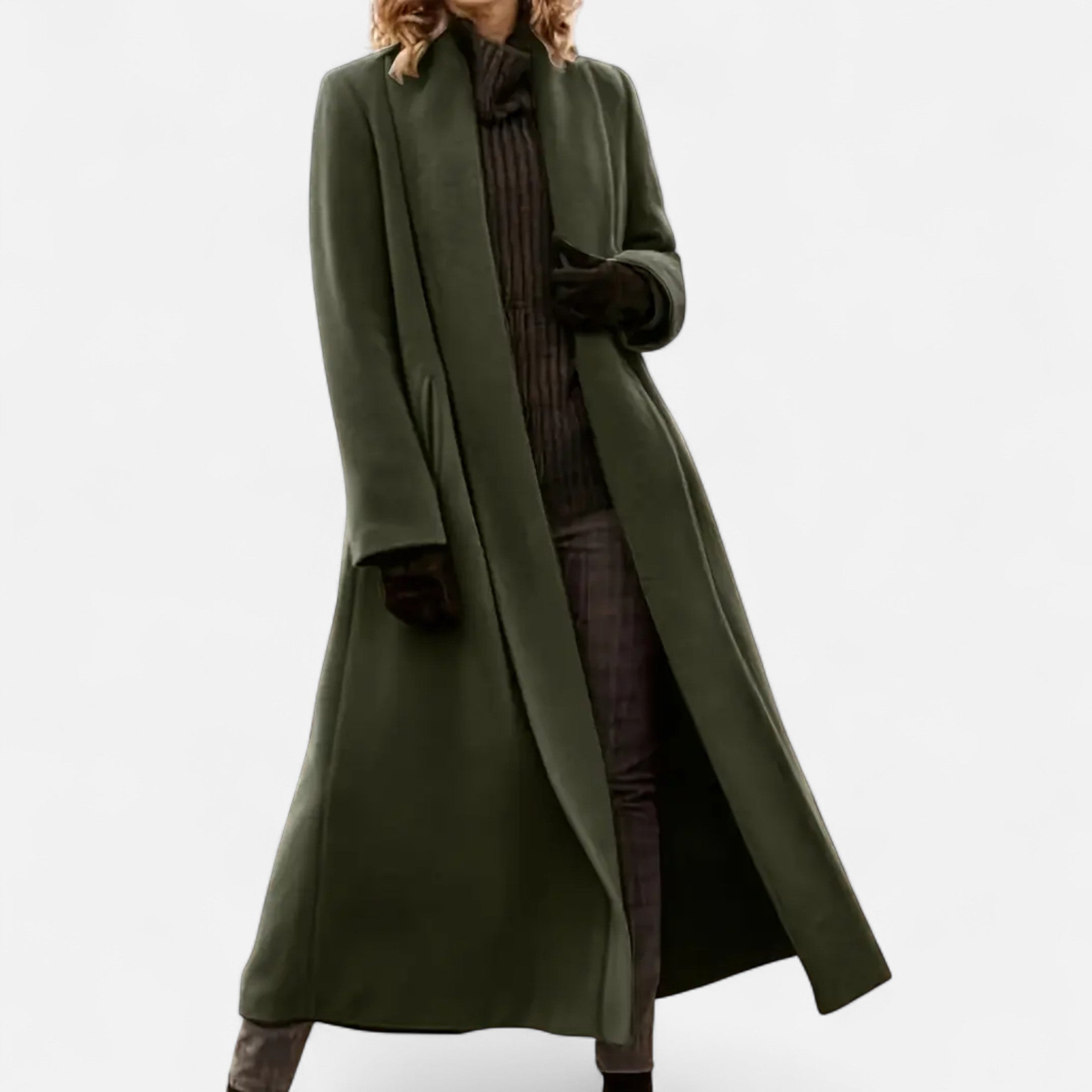 Women’s Long Plus-Size Trench Coat – Lightweight Elegant Lapel Jacket