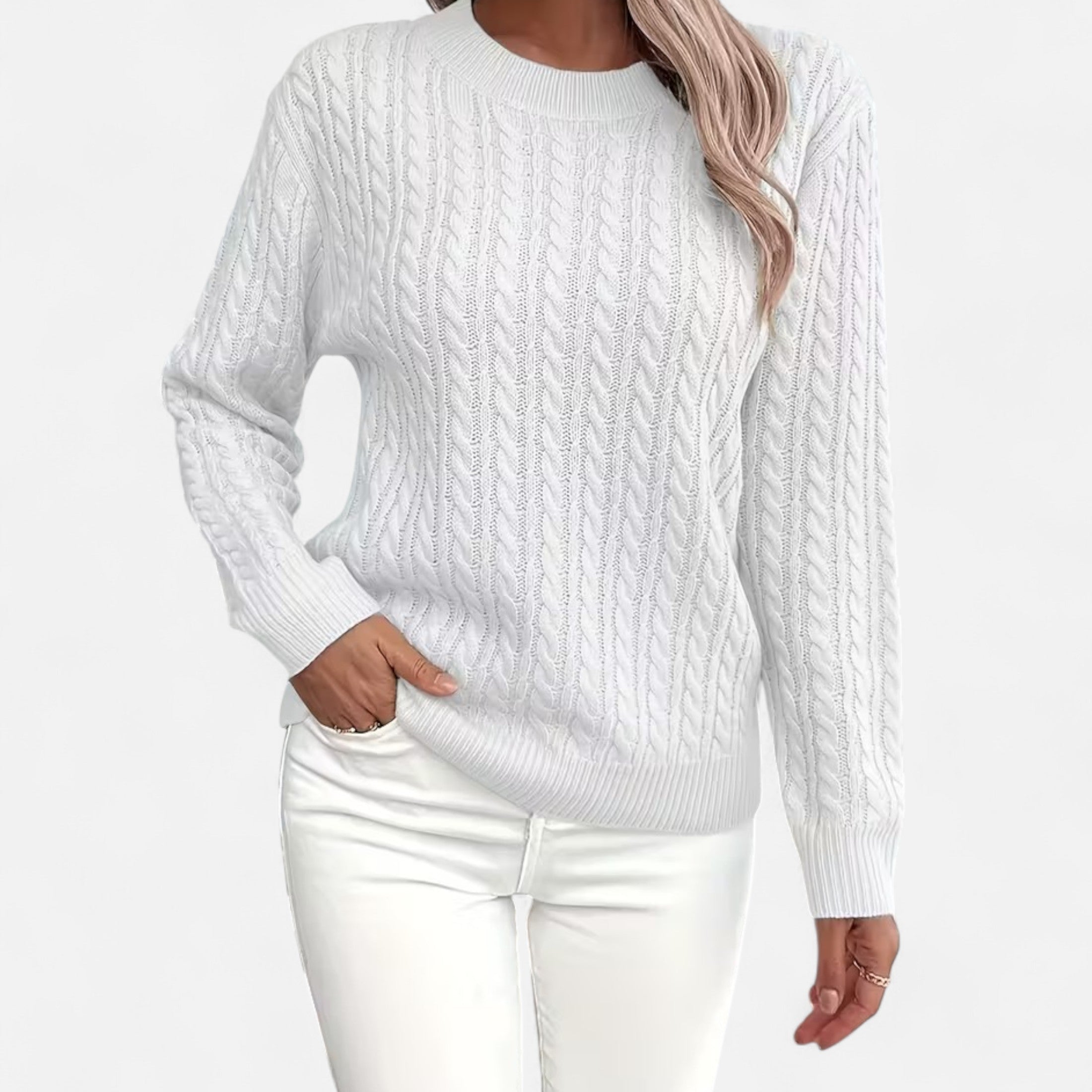 Women’s Loose-Fit Knit Sweater – Soft Round-Neck Lightweight Pullover