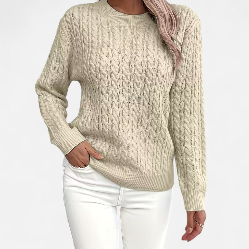 Women’s Loose-Fit Knit Sweater – Soft Round-Neck Lightweight Pullover