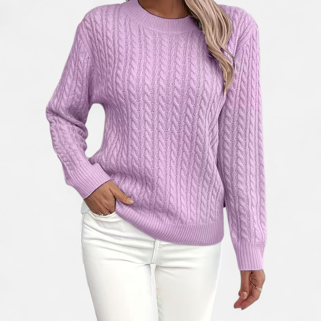 Women’s Loose-Fit Knit Sweater – Soft Round-Neck Lightweight Pullover