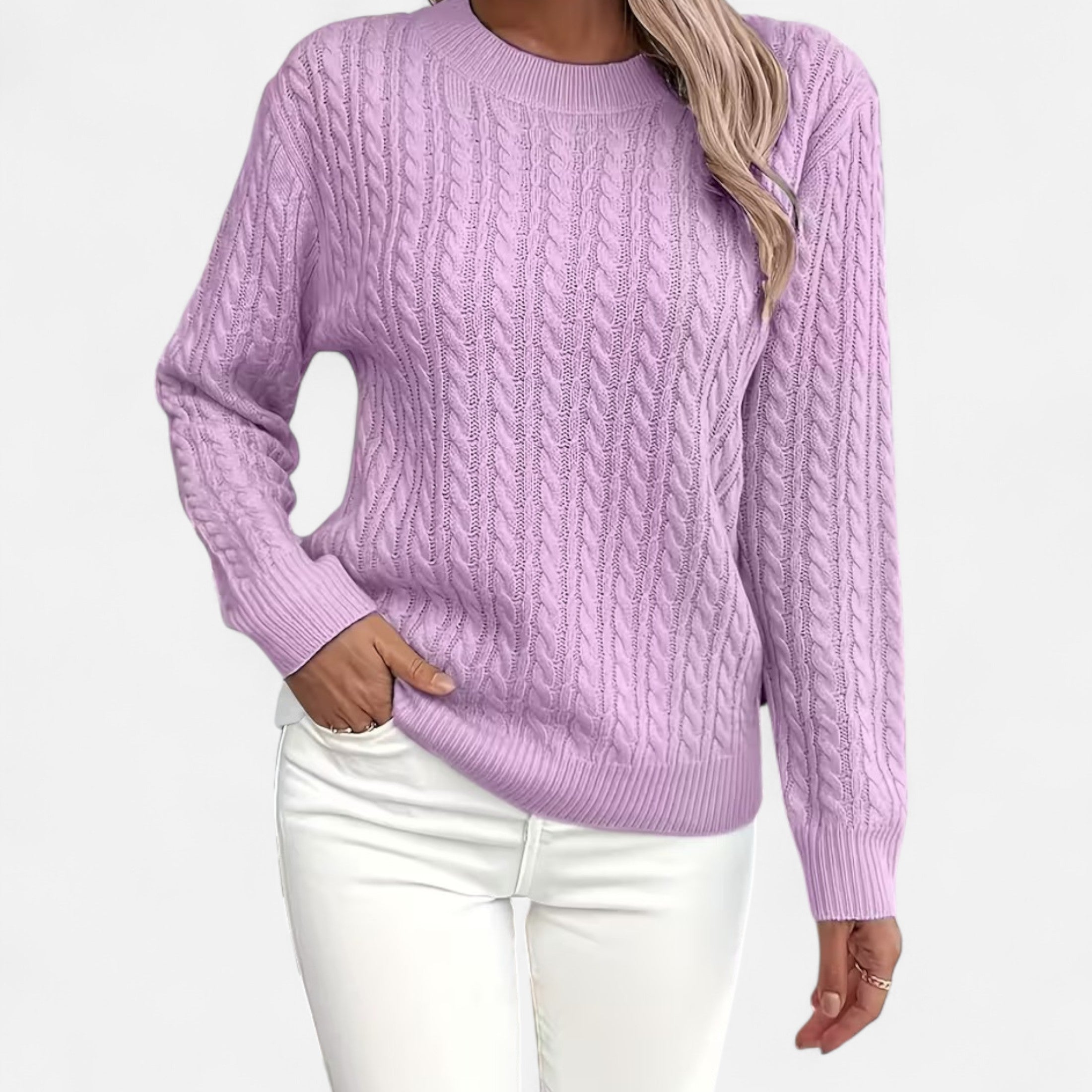 Women’s Loose-Fit Knit Sweater – Soft Round-Neck Lightweight Pullover