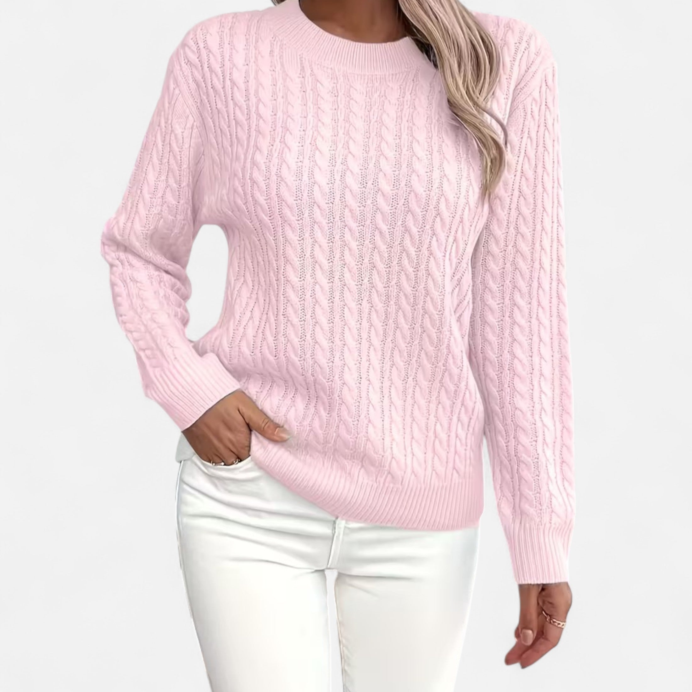 Women’s Loose-Fit Knit Sweater – Soft Round-Neck Lightweight Pullover
