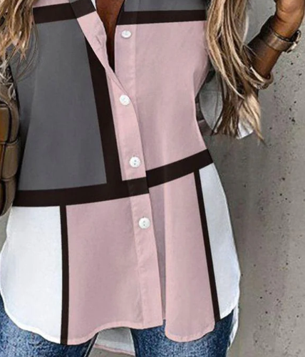 Women’s Printed V Neck Shirt – Long Sleeve Casual Print Blouse