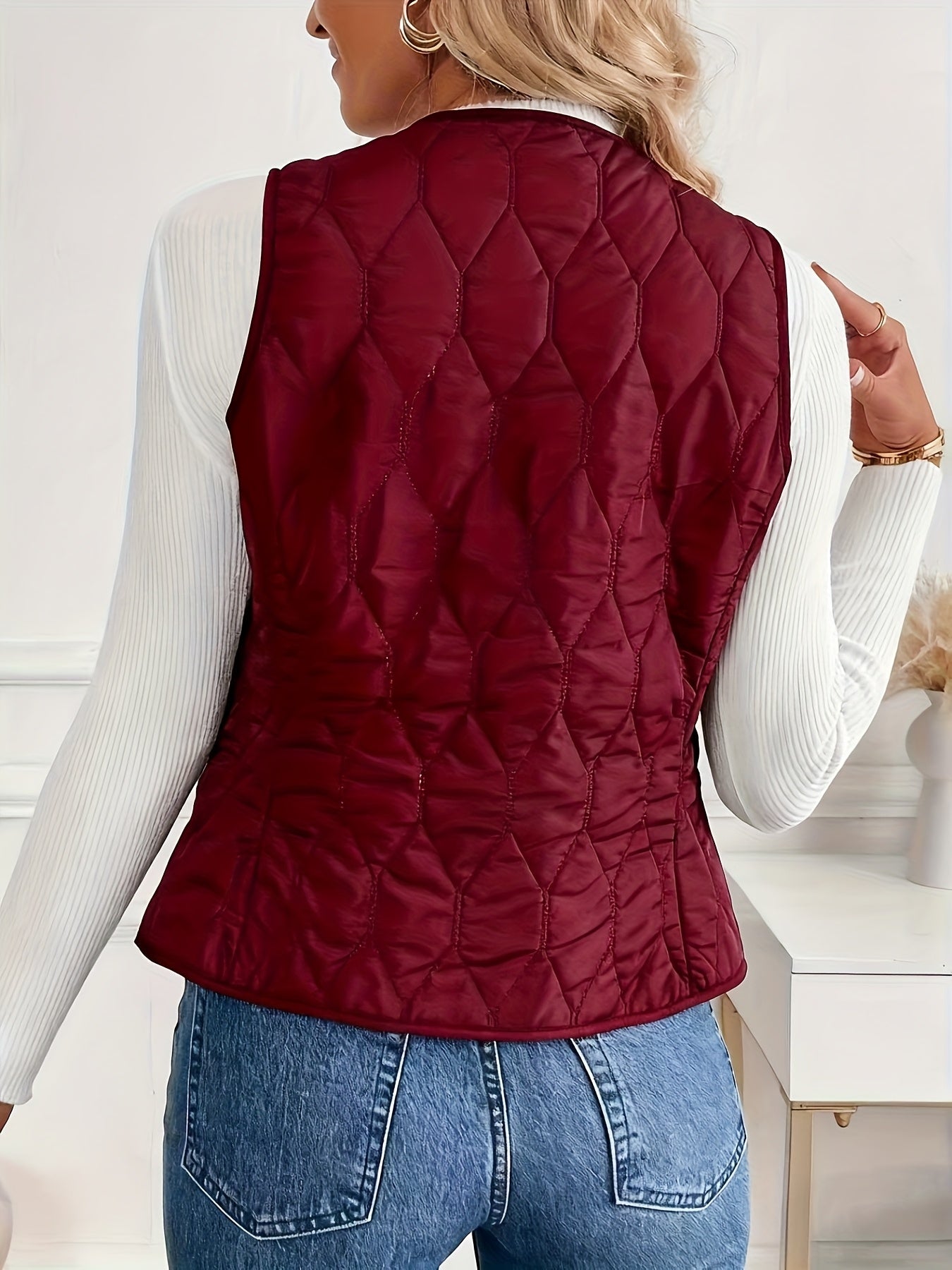 Women’s Reversible Quilted Vest – Sherpa Lined Lightweight Gilet