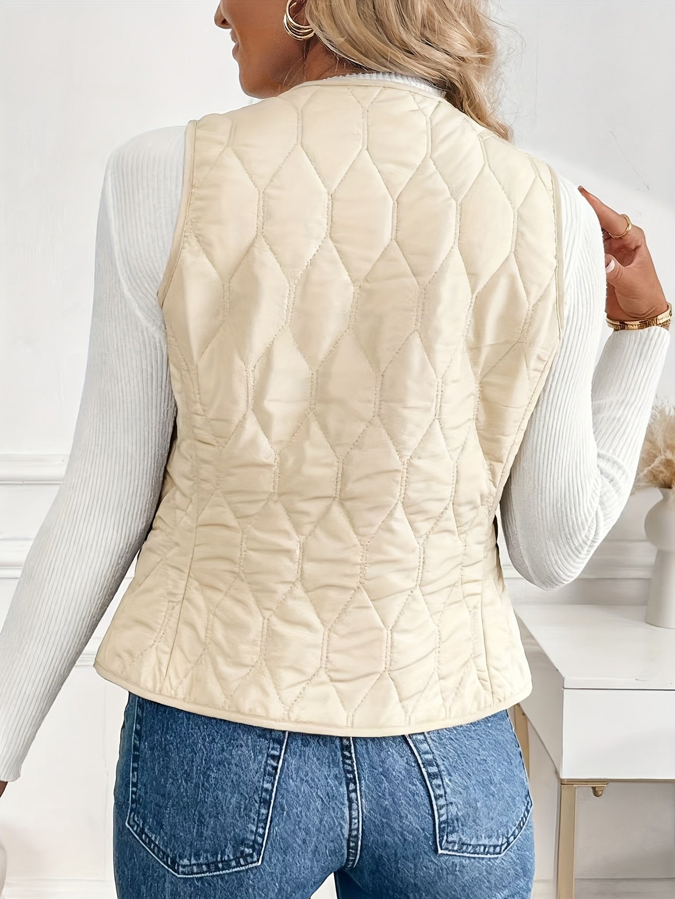 Women’s Reversible Quilted Vest – Sherpa Lined Lightweight Gilet