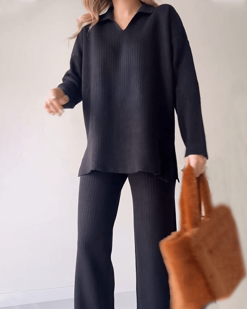 Two-Piece Lounge Set Women – Soft Knit Top and Relaxed Pants