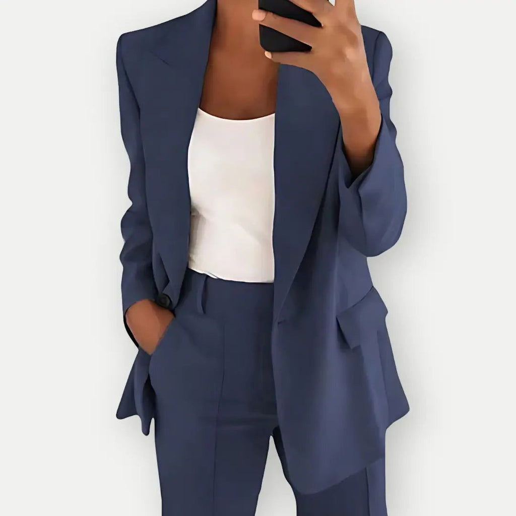 Women’s Tailored Blazer and Pants Suit Set – Elegant Two-Piece Office Outfit