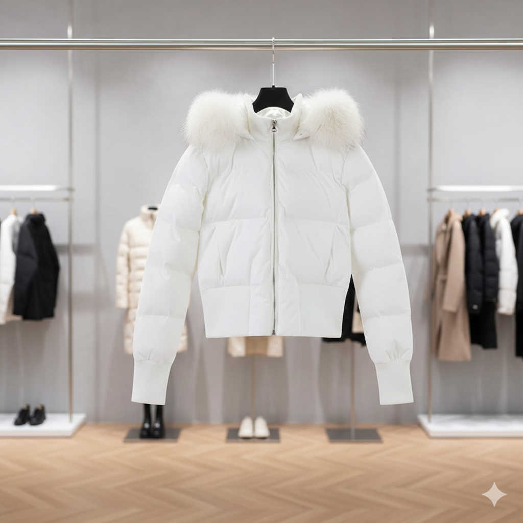 Faux Fur Hood Puffer Jacket for Women