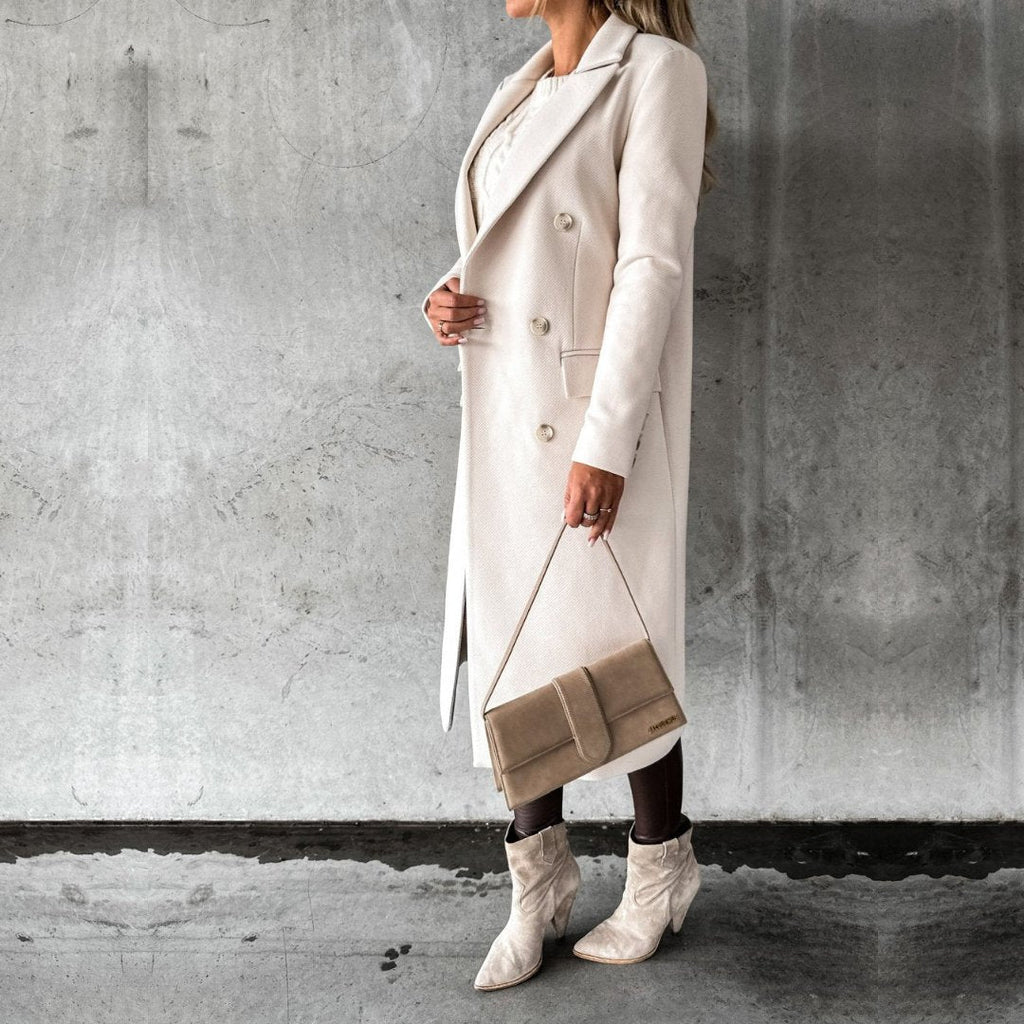 Double-Breasted Long Coat – Elegant Winter Warmth & Timeless Design