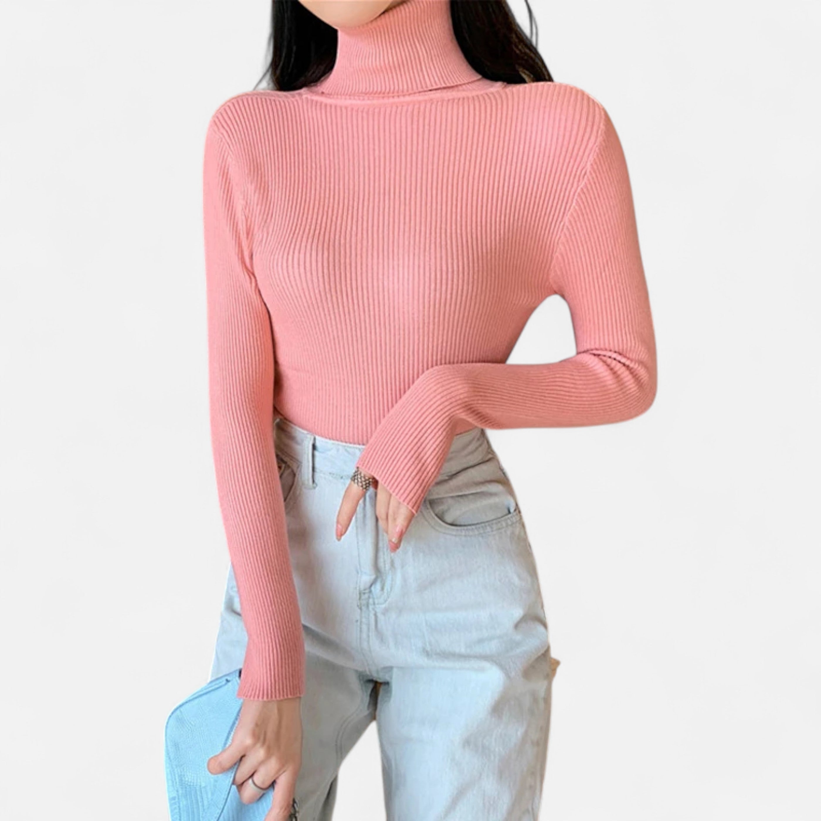 Women’s Ribbed Turtleneck Sweater – Soft Slim-Fit Winter Knit Top