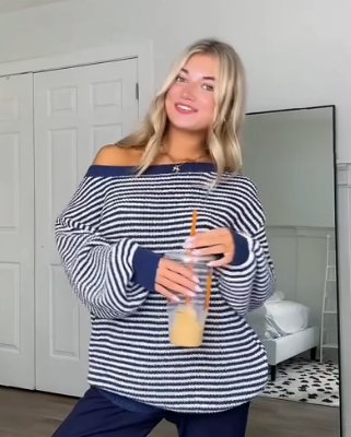 Women’s Cozy Striped Knit Sweater – Soft Organic Cotton Pullover