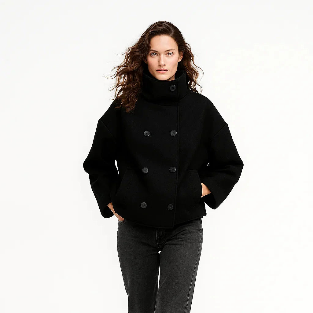 Cropped Double-Breasted Coat for Women