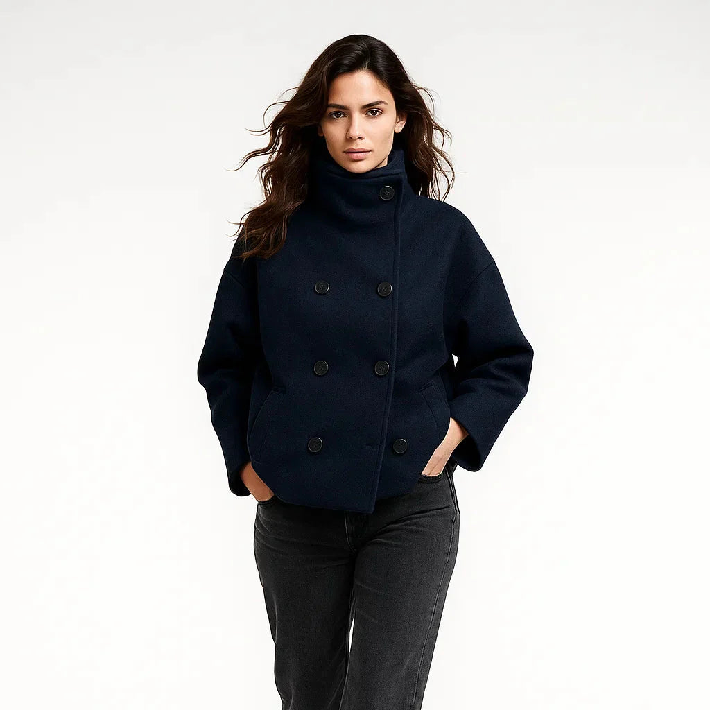 Cropped Double-Breasted Coat for Women