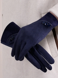 Mira Suede Gloves – Elegant Women’s Suede Gloves with Vintage Button Detail
