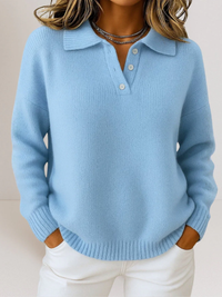Button-Up Casual Sweater for Women – Relaxed Fit Top with Classic Collar for Everyday Wear