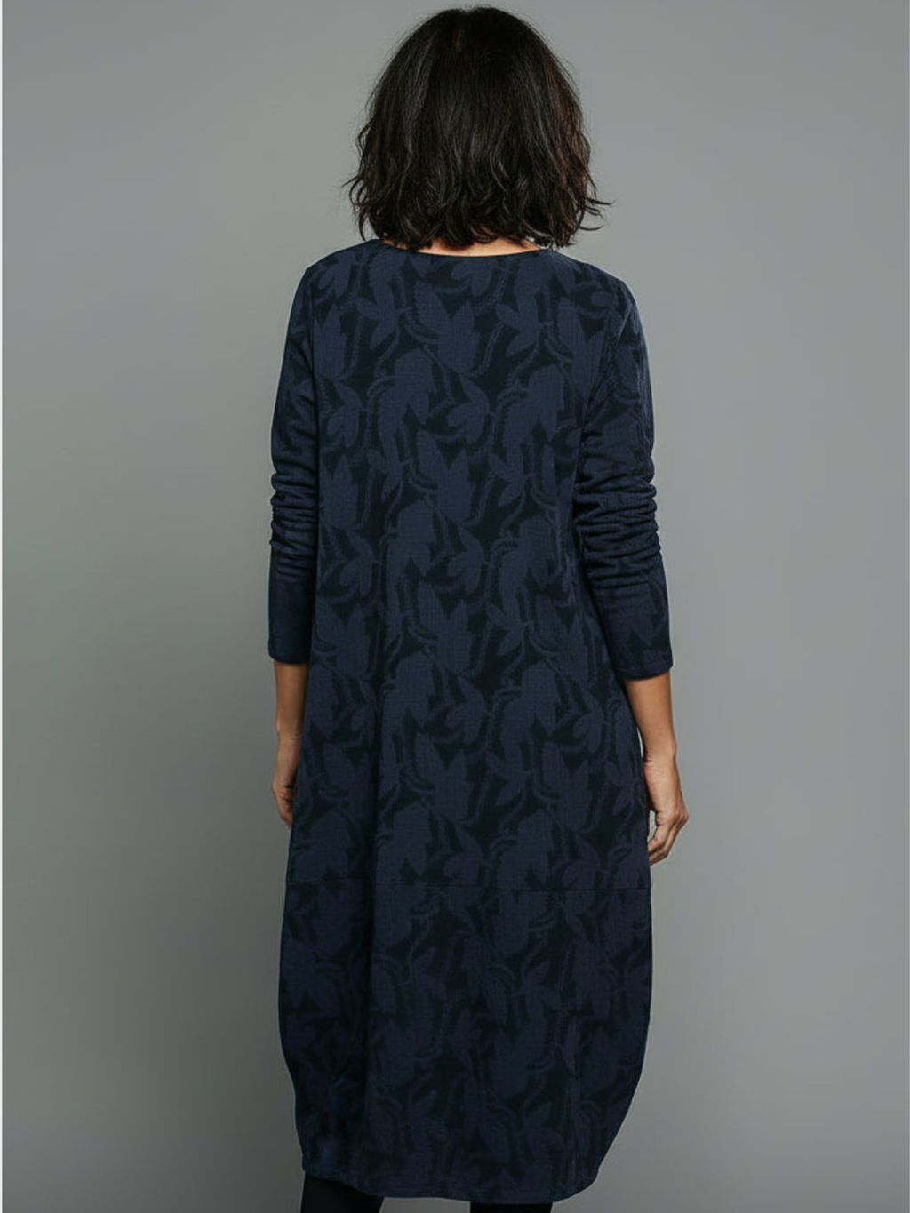 Women’s Casual Midi Dress – Relaxed Fit Textured Dress with Side Pockets