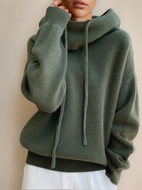 Women’s Oversized Turtleneck Jumper – Cozy Knit Sweater with Drawstrings