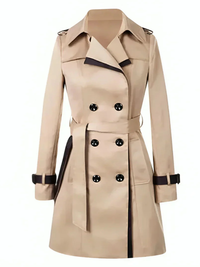 Women’s Belted Double-Breasted Trench Coat – Classic Tailored Outerwear for Spring & Autumn